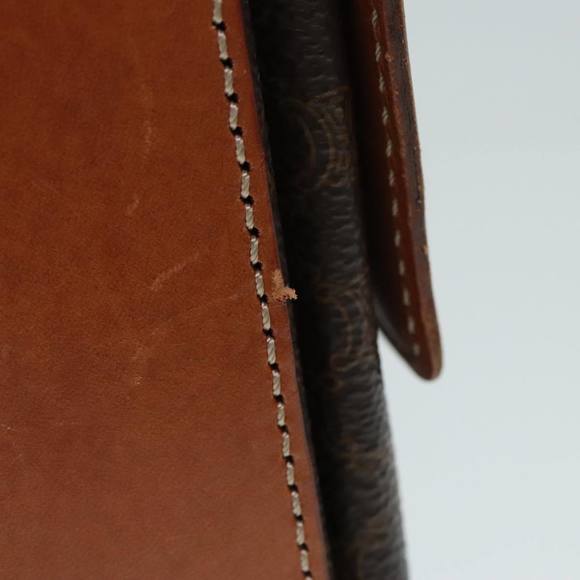 CELINE Macadam Canvas Hand Bag PVC Leather 2way Brown Gold Auth 91303 - Picture 5 of 16